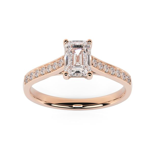 Beatrice Rose Gold Emerald Diamond Ring