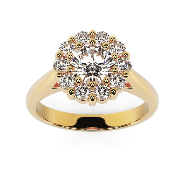 Cassidy Yellow Gold Diamond Halo Ring