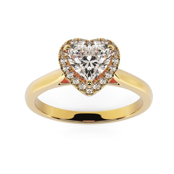 Cleo Yellow Gold Heart Halo Diamond Ring