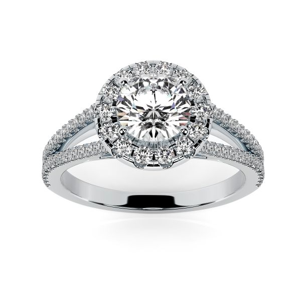Davina White Gold Round Diamond Halo Ring
