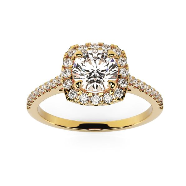 Ember Yellow Gold Diamond Halo Ring
