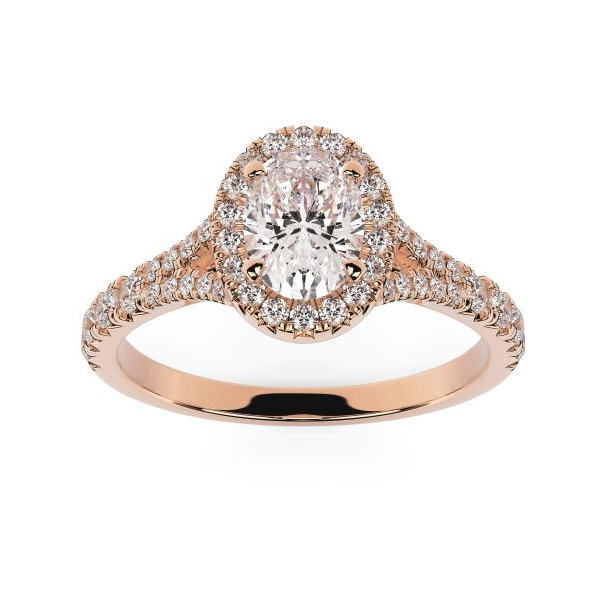 Lacey Rose Gold Oval Halo Ring
